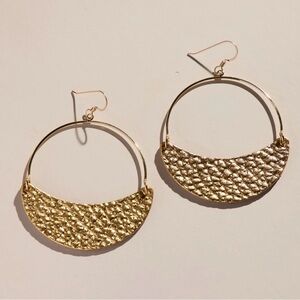Nickel & Suede Hammered Gold Aster Hoop Earrings